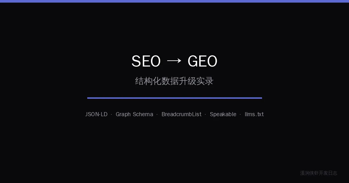 SEO 到 GEO:一个技术博客的结构化数据升级实录